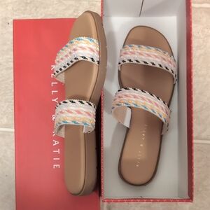 Kelly & Katie Women's Woven Multicolor Slide Sandals